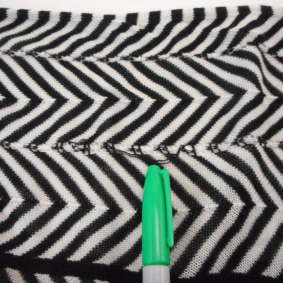 BCBG Maxazria Women's L Silk Blend Cardigan Wrap Knit Chevron Stripes Open Front - Picture 9 of 10